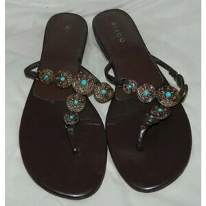 BIJOU Brown Pink Blue Cabochon Medallion Embellish